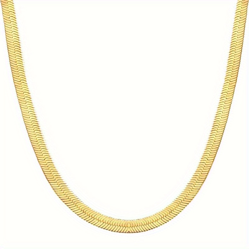 18K Gold Plated Snake Bone Chain Necklace for Women